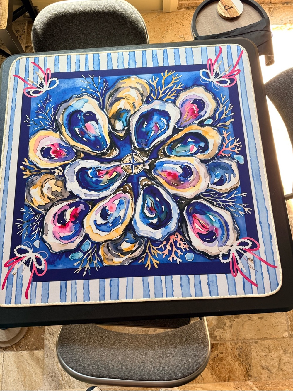 Mahjong New Coastal Pattern Mat. Stunning rich colors. Will ship rolled bag. - Picture 5 of 7